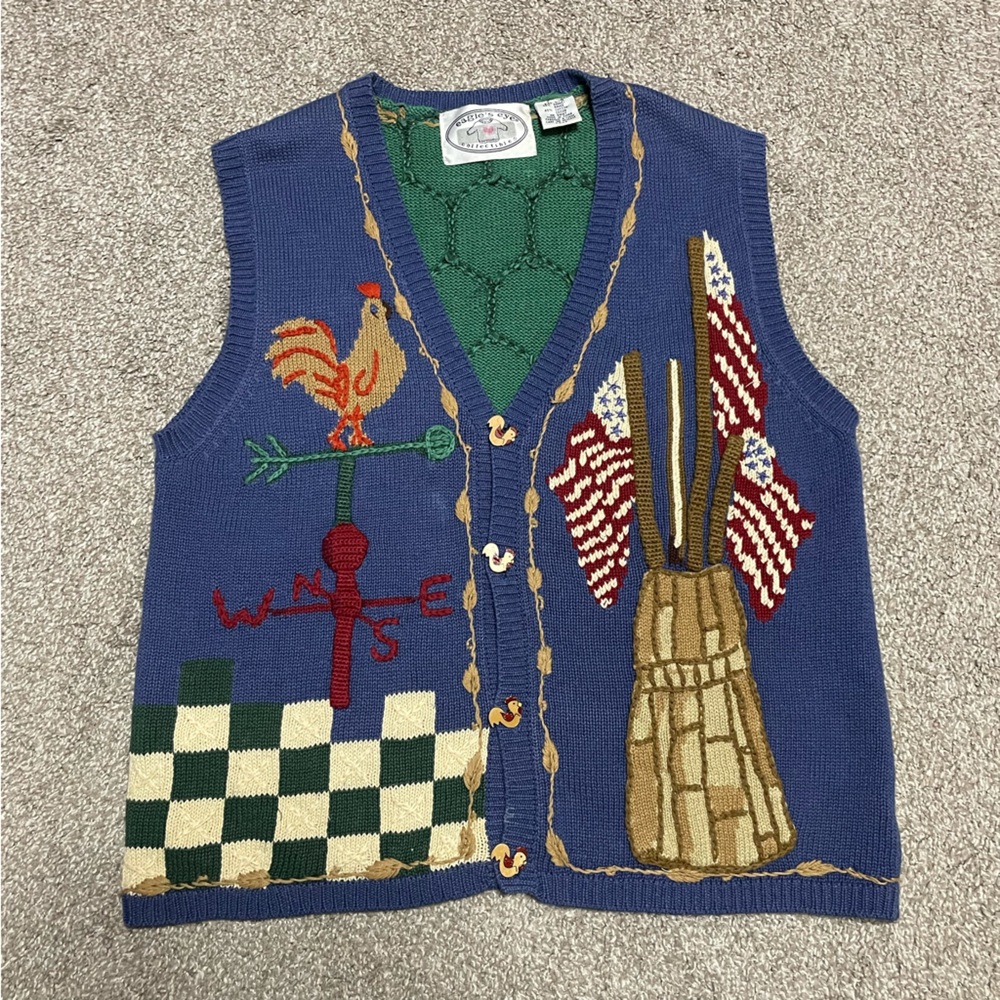 Vintage Women’s Eagle’s Eye Collectibles Knit Rooster Vest Size L